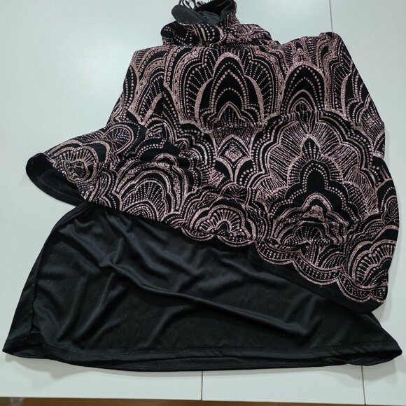 Jump Apparel Maxi Dress Womens 7/8 Black Pink Glitter Lined Cocktail Prom Whimsi - Picture 14 of 16